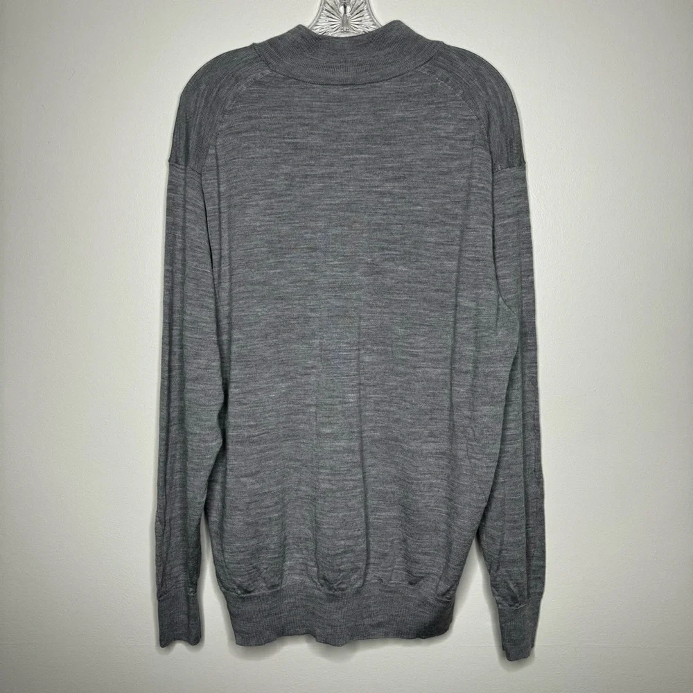 Uniqlo Light Marled Gray 100%‎ Wool Super Soft Quarter Zip Sweater Size XL